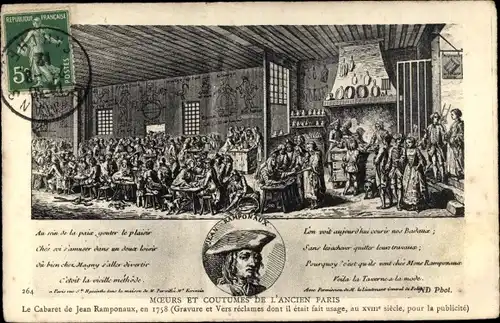 Ak Paris XVIII., Cabaret de Jean Ramponaux en 1758, Portrait