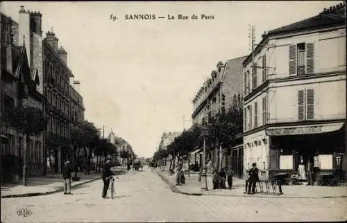 Ak Sannois Val-de-Oise, La Rue de Paris