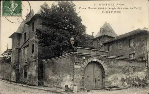 Ak Gentilly Val-de-Marne, Vieux Manoir situé à l'angle des rues du Paroy et des Noyers