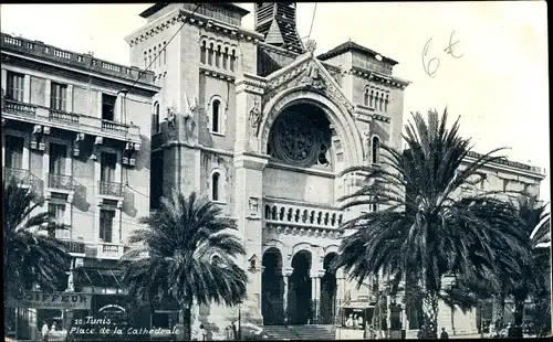 Ak Tunis Tunesien, Place de la Cathédrale