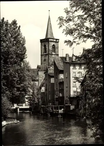 Ak Erfurt in Thüringen, Blick zur Rathausbrücke