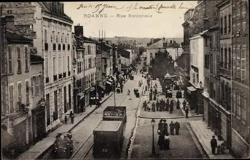 Ak Roanne Loire, Rue Nationale