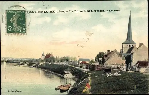 Ak Sully sur Loire Loiret, La Loire à St. Germain, Le Port