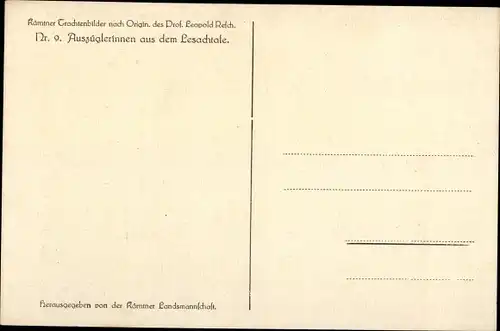 Künstler Ak Resch, Leopold, Auszüglerinnen aus dem Lesachtale, Kärntner Volkstrachten