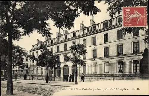Ak Ivry Val-de-Marne, Entrée principale de l'Hospice