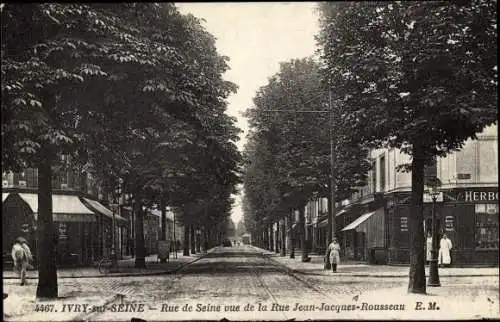 Ak Ivry sur Seine Val de Marne, Rue de Seine vue de la Rue Jean Jacques Rousseau