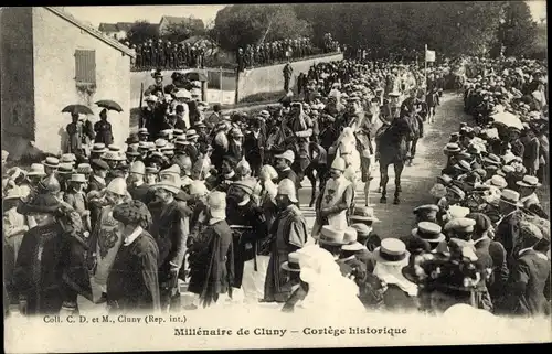 Ak Cluny Saône-et-Loire, Millénaire, Cortège historique