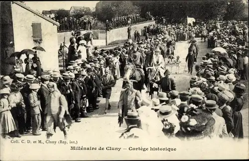 Ak Cluny Saône-et-Loire, Millénaire, Cortège historique