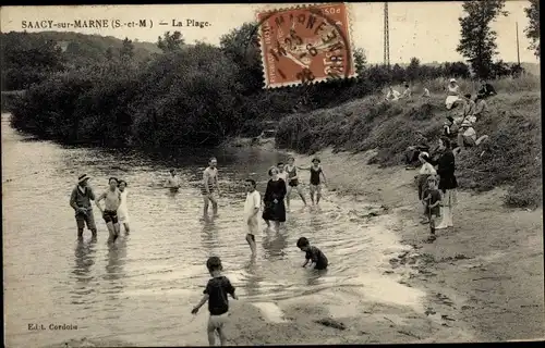 Ak Saacy sur Marne Seine et Marne, La Plage