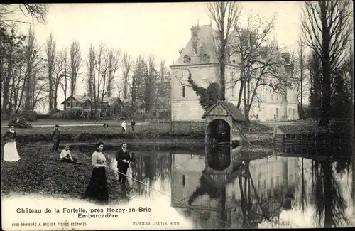 Ak Rozy en Brie Seine et Marne, Chateau de la Fortelle, Embarcadere