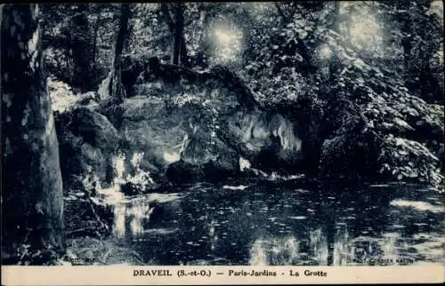 Ak Draveil Essonne, Paris Jardins, la Grotte