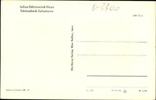 Ak Salzelmen Schönebeck an der Elbe, Julius Schniewindhaus