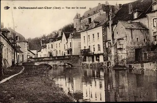 Ak Châteauneuf sur Cher, Vue sur le canal