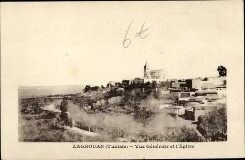 Ak Zaghouan Tunesien, Vue générale et l'Église