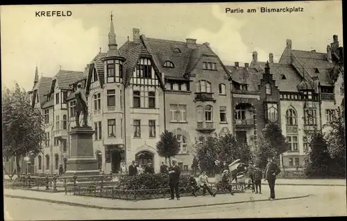 Ak Krefeld am Niederrhein, Bismarckplatz, Denkmal