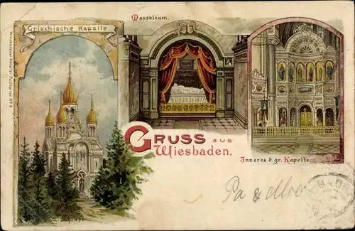 Litho Wiesbaden in Hessen, Griechische Kapelle, Mausoleum