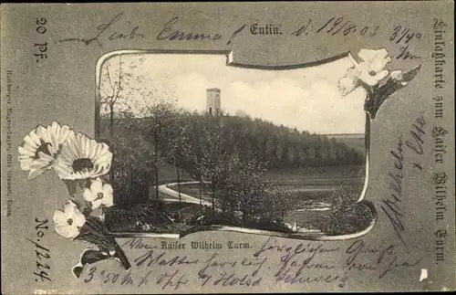 Passepartout Ak Eutin in Ostholstein, Kaiser Wilhelm Turm, Einlasskarte zum Kaiser Wilhelm Turm