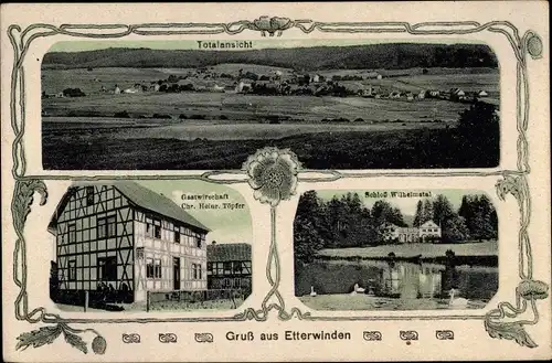 Ak Etterwinden Thüringen, Totalansicht, Gastwirtschaft Chr. Heinr. Töpfer, Schloss Wilhelmstal