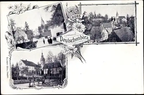 Ak Deutschenbora Nossen Landkreis Meißen, Ortspartie, Kirche, Blick über die Dächer der Stadt