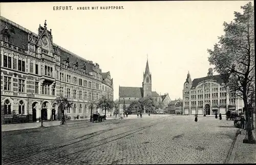 Ak Erfurt in Thüringen, Anger mit Hauptpost, Ottmar Zieher 912