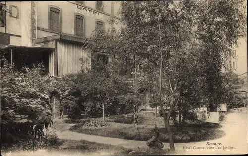 Ak Roanne Loire, Hotel Gaune, cote des Jardins