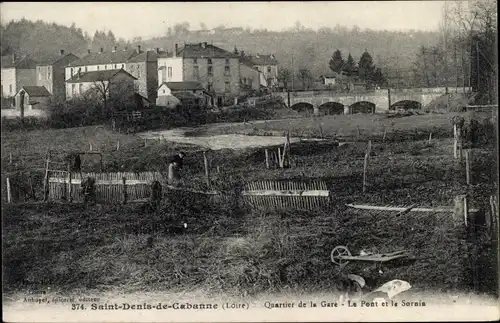 Ak Saint Denis de Cabanne Loire, Quartier de la Gare