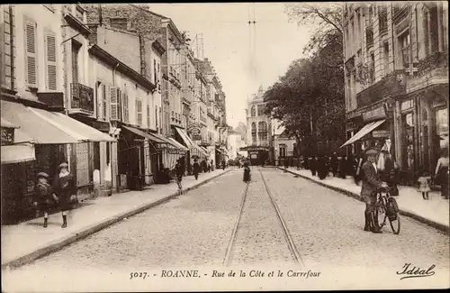 Ak Roanne Loire, Rue de la Cote et le Carrefour