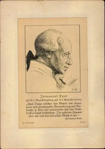 Künstler Ak Philosoph Immanuel Kant, Aufklärung, Portrait