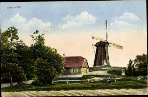 Ak Windmühle, Bauernhof, Feld