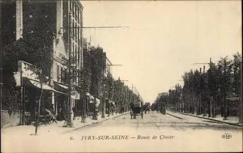 Ak Ivry sur Seine Val de Marne, Route de Choisy