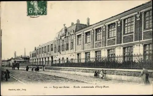 Ak Ivry sur Seine Val de Marne, École communale d'Ivry Port