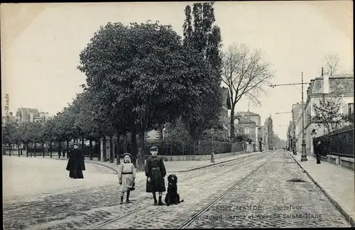 Ak Saint Mandé Val-de-Marne, Carrefour, Boulevard Carnot, Avenue Sainte Marie