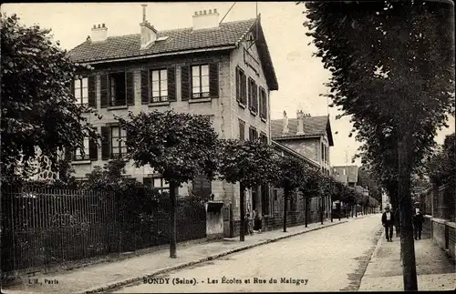 Ak Bondy Seine-Saint-Denis, Les Écoles et Rue de Maingny