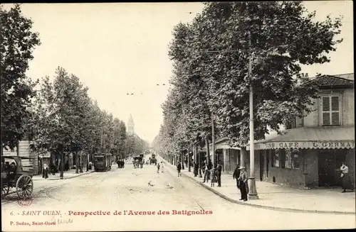 Ak Saint Ouen Seine-Saint-Denis, Perspective de l'Avenue des Batignolles