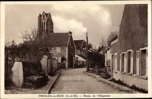 Ak Presles en Brie Seine et Marne, Route de Villepatour