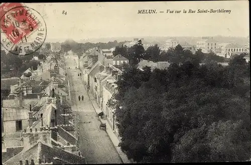 Ak Melun Seine et Marne, Rue Saint Barthelemy, Panorama