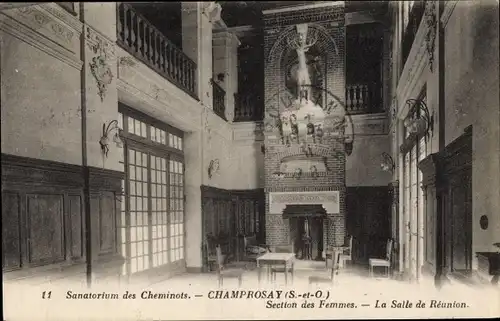 Ak Champrosay Essonne, Sanatorium des Cheminots, Salle de Réunion