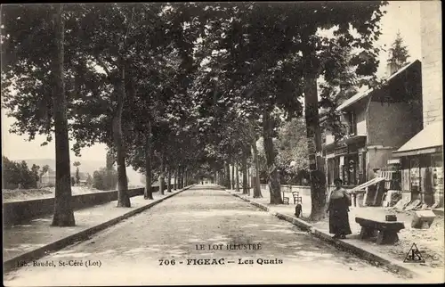 Ak Figeac Lot, Les Quais