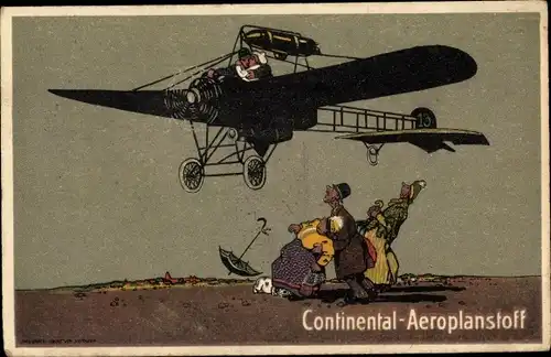 Ak Continental Aeroplanstoff, Propellerflugzeug, Werbung