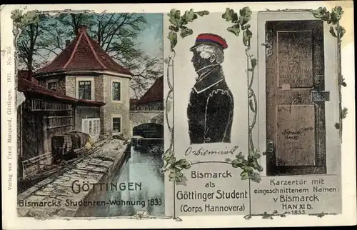 Ak Göttingen in Niedersachsen, Bismarck als Göttinger Student, Studentenwohnung 1833, Karzertür