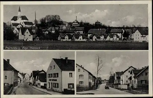 Ak Mallersdorf-Pfaffenberg in Niederbayern, Panorama vom Ort, Straßenpartie