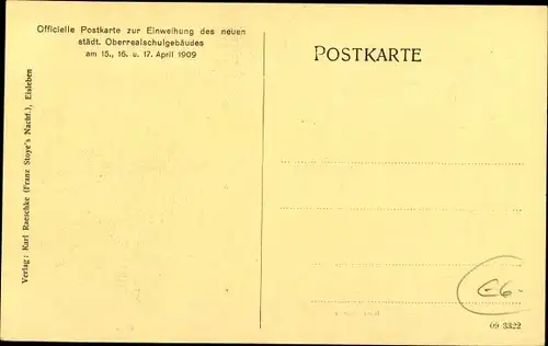 Ak Lutherstadt Eisleben in Sachsen Anhalt, Städtische Oberrealschule, Haupteingang, Erker