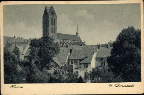 Ak Wismar in Mecklenburg Vorpommern, St. Marienkirche