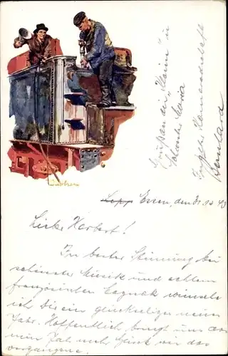 Künstler Ak Essen im Ruhrgebiet, Krupp Lokomotiv- und Wagenbau