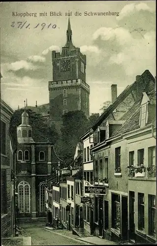 Ak Kleve am Niederrhein, Kloppberg mit Blick auf die Schwanenburg