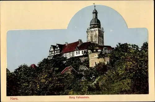 Ak Falkenstein Harz Sachsen, Blick zur Burg