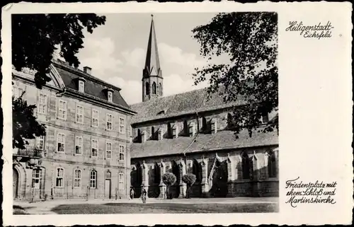 Ak Heiligenstadt Eichsfeld Thüringen, Friedensplatz mit ehem. Schloss und Martinskirche