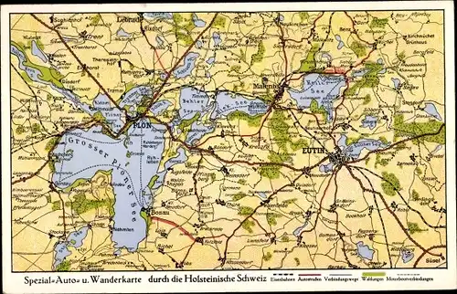Landkarten Ak Eutin in Ostholstein, Holsteinische Schweiz, Großer Plöner See, Kellersee, Dieksee