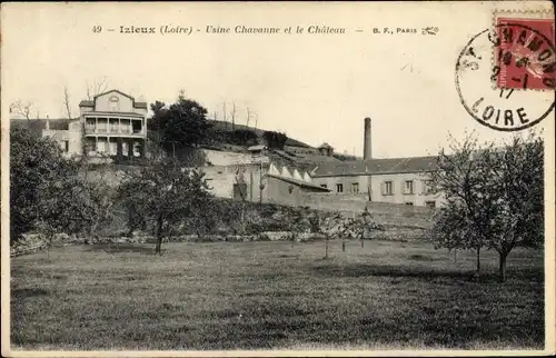 Ak Izieux Loire, Usine Chavanne et le Chateau