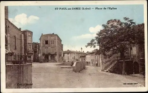 Ak St. Paul en Jarez Loire, Place de l_'Église